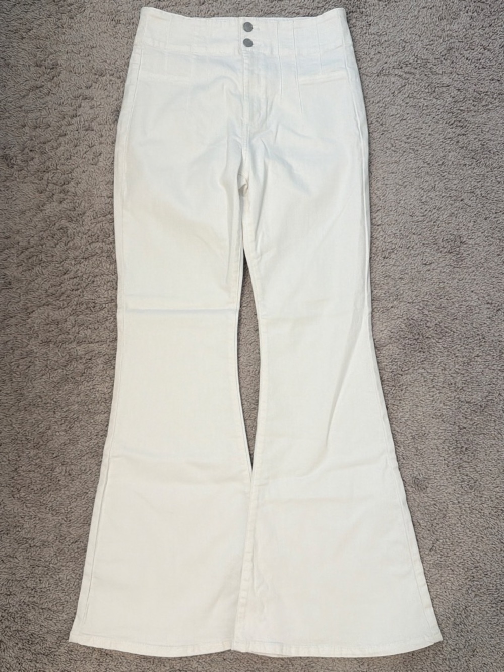 Sneak Peek White High-Rise Flare Pants